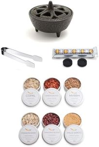 Incense Burner Kit with 6 x 30ml tins Mixed Incense Collection Cast Iron Incense Burner