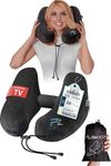 FLOWZOOM AIR Inflatable Travel Pillow for Airplane - Hooded Neck Pillow for Travel - Inflatable Travel Neck Pillow - Plane Pillow - Neck Cushion - Flight Pillow - Travel Neck Pillows - Size M Black