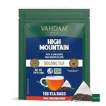 VAHDAM, High Mountain Oolong Tea Bags (100 Count) Non GMO, Gluten Free | Naturally High Grown Oolong Tea Leaves - Light & Floral | Whole Loose-Leaf Tea Bags | Resealable Ziplock Pouch