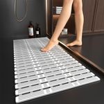 XIYUNTE Shower Mat Non Slip Anti Mould - 90x40cm Extra Long Bathtub Mats Non Slip Shower Mats for Inside Shower, Rubber Shower Anti Slip Mat with Suction Cups, Machine Washable, Cut to Size, Grey