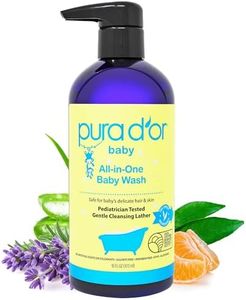 PURA D'OR All-in-One Baby Wash (16oz) USDA Biobased, Zero Sulfates, No Artificial Scents, Tear-Less, Hypoallergenic, Gentle, Calming 2-in-1 Baby Bath Wash & Shampoo