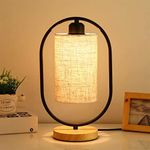 Decor & More - Bedside Lamp | Bed Lamps for Bedroom with On/Off Button | Table Lamps for Home Decoration | Side Table Lamp Fo Bedroom with Cotton Fabric Shade |