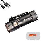 Fenix E18R V2.0 EDC Flashlight, 1200 Lumens USB-C Rechargeable Ultra Compact Pocket Light with Lumentac Organizer (Black)