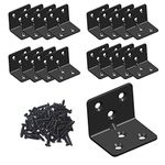 Black Stainless Steel Shelf Bracket,Joint Right Angle Bracket,L Shape Heavy Duty Metal Corner Brace Shelf Supporter Aufuga(16 Pcs) (1.5x1.18x1.18x0.06)