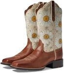 Ariat womens Round Up Square Toe Western Boot, Canyon Brown/Daisy Logo Print, 7