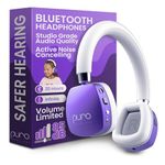 Puro Sound Labs PuroQuiet Plus Volume Limited On-Ear Active Noise Cancelling Bluetooth Headphones for Kids with Built-in Microphone–Safer Sound Studio-Grade Quality (Purple)