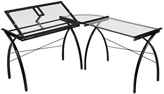 SD STUDIO DESIGNS Futura LS WorkCenter with Tilt Top Adjustable Drafting Table Craft Table Drawing Desk Hobby Table Writing Desk Studio Desk, Black / Clear Glass.