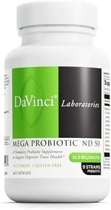 DAVINCI Labs Mega Probiotic ND 50 - Non-Dairy Probiotic Supplement with Prebiotic Fiber - Digestive & Immune Health Support* - Gut Support with Beneficial Bacteria* - 60 Vegetarian Capsules