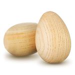 2 Pcs Easter Wood Egg Shakers Musical Percussion Instrument Natural Wooden Egg Maracas Music Maraca Percussion Shakers for Babies Musical Education Party Classroom Prizes Easter Gift