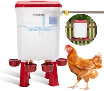 Float Automatic Chicken Drinker for Continuous Fresh Water, Standalone Chicken Drinker with 60 Inch Water Hose, Cleaning Tools,Suitable for Quail,Duck,Turkey and Other Poultry(2 Gallons, Red)