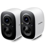 Longplus Security Camera, AI Detection Outdoor Camera Wireless with Siren, No Monthly Fee, Battery Powered WiFi Home Surveillance Camera Outside, Color Night Vision, 2-Way Audio (White 2Pack)