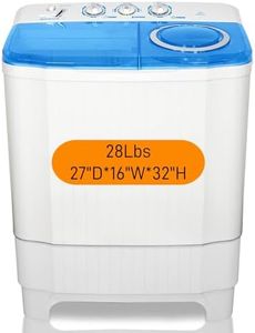 Portable Compact Twin Tub Washing Machine 28Lbs Capacity for Apartments, RVs, Dorms - Washer 18Lbs Spinner 10Lbs Cycle Combo with Drain Pump - Semi-Automatic Control Laundry Machines