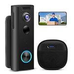 KAMEP Wireless Video Doorbell Camera with Chime,Battery Powered WiFi Smart Door Bell Camera Voice Changer, PIR Motion Detection, Night Vision, SD Card &Cloud Storage, Works with Alexa,Google Home