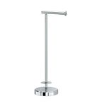 Gatco 1448C Latitude II Freestanding Toilet Paper Holder with Storage, Chrome/Stand Alone 22.25" H Toilet Tissue Stand with Reserve Storage for 1-4 Rolls and Weighted Base