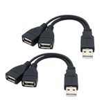 2pcs Dual USB Female to USB Male Cable - Charge & Sync Extender for Laptop, Tablet, Phone - Y Splitter Power Cord Adapter - Mobile Device Extension, Durable & Lightweight Double Port Converter