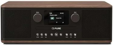 Pure C-D6 Music System (CD Player, DAB+/FM, Bluetooth, AUX, USB, Coffee Black) - Stereo Speakers, 2x15W Output, Alarm, Sleep Timer