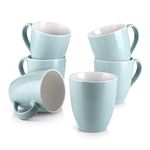 DOWAN Coffee Mugs, Coffee Mugs Set of 6, 17 Oz Ceramic Coffee Cups with Handle, Large Coffee Mug for Coffee Tea, Party, Thanksgiving, Christmas Gift, Turquoise