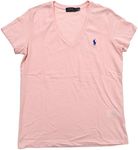 Polo Ralph Lauren Womens V-Neck Jersey T-Shirt (Large, Ballerina Pink)