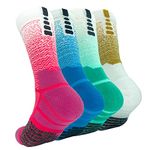 Athletic Crew Socks Performance Thick Cushioned Sport Basketball Running Training Compression Socks for Men & Women 4 Pack