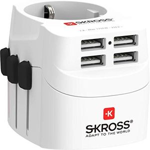 SKROSS | Universal Travel Plug with 4 x USB Ports 1.302461 White