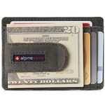 alpine swiss Dermot Mens RFID Safe Money Clip Front Pocket Wallet Leather Comes in Gift Box Gray