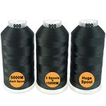 New brothreads -32 Options- Various Assorted Color Packs of Polyester Embroidery Machine Thread Huge Spool 5000M for All Embroidery Machines - 3xBlack