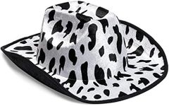 Zodaca Cow Print Cowboy Hat for Men, Women, Western Cowgirl Hat for Halloween Costume, Birthday Party (Unisex, Adult Size, Black)