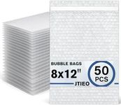 JTIEO 50 Pcs 8''x12'' Bubble Out Bags, Clear Self-Adhesive Pouch Wraps, Upgraded Double-Walled Cushioning for Shipping, Packing, Storage and Moving