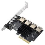 BEYIMEI PCI-E 4X to 4 PCI-Express 16X Slots Riser Card,PCI-E 4X to External 4 PCI-E USB 3.0 Adapter Card,PCI-E Multiplier Riser Card for Bitcoin Mining