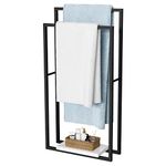 KES Freestanding Towel Rack 2-Tier Towel Bar, 38" H Towel Holder with Weighted Marble Base, Bathroom Towel Washcloths Shelf, Matte Black, BTH501-BK