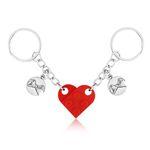 Matching Brick Heart Keychain for Couples, Custom Couple Key Chain Pinky Promise Pendant Cute Couple & Friendship Gifts for Boyfriend Girlfriend Friend Couples(Red)