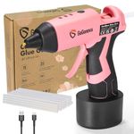 Gogonova 4V Glue Gun, Cordless Hot Glue Gun with 5.0Ah Battery, Type-C Charging Cable and 15s Preheating, inc. 25pcs 7mm Glue Sticks, Glue Gun for Crafting, DIY, Home Repairs and Decorations, Pink