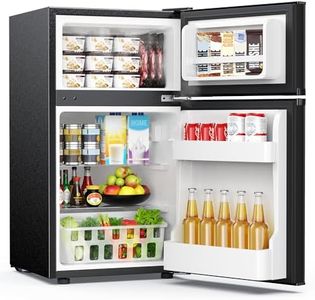 EUHOMY Mini Fridge with Freezer, 3.2 Cu.Ft Mini Refrigerator, Dorm Fridge with 2 Door For Bedroom/Apartment/Office-Food Storage Cooling Drink, Black