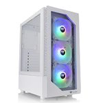 Thermaltake View 200 TG Snow ARGB Motherboard Sync ATX Tempered Glass Mid Tower Computer Case with 3x120mm Front ARGB Fan, CA-1X3-00M6WN-00, White