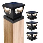 GEYUEYA Home Solar Post Lights,Warm White Solar Post Cap Lights Fence Post Lights Outdoor for 3x3 4x4 inch Wooden Posts Deck Cap Garden Yard Decoration-4 Packs