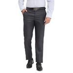 Park Avenue Men's Regular Fit Structure Pattern Poly Viscose Blend Flat Front Formal Trouser (Size: 32)-PMTX07626-G8 Dark Grey