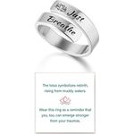 Just Breathe Rings for Women Hope Rings Adjustable Stainless Steel Rings Inspirational Rings Silver Stackable Rings Trendy Fashion Jewelry Gift for Women Men