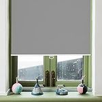 AOSKY Roller Window Shades Blackout Blinds for Windows Cordless Bedroom Shade Room Darkening Shades Door Blinds with Thermal Insulated Easy to Install for Home，Office，Bathroom W25xL72 Grey