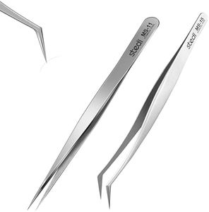 stedi 2PCS Precision Tweezers Set, Model Hobby Making Tools,Ultra-Precision Premium Stainless Steel Tweezers for Gundam, Scale Military Model, 3D Resin Parts, Industrial Tweezers