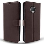 Pikkme Moto G5s Plus Flip Case Leather Finish | Inside TPU with Card Pockets | Wallet Stand and Shock Proof | Magnetic Closing | Complete Protection Flip Cover for Moto G5s Plus (Coffee)