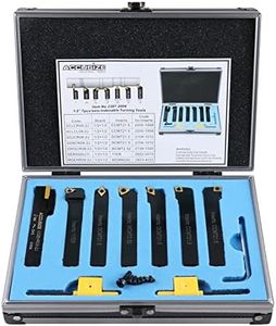 Accusize Industrial Tools 7 Pieces/Set 1/2'' Indexable Carbide Turning Tool Set in Fitted Box, 2387-2004