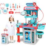 deAO Doctor Set for Kids Pretend Medical Station Set Medical Instruments Stethoscope with Realistic & Lights Doctor Role Play Educational Toys for 3 4 5 Year Old Girls Boys Christmas Birthday