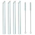 NEBYWOLD Reusable Glass Wide straw Boba Drinking Straws Fat Straws Smoothie/Bubble Tea/Milkshakes Straws with 2 Cleaning Brush & Carry Bag 14mm/8.85 in Environmentally Friendly (14mm)