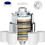 Shower Filter, EMBATHER 20 Stage Shower Head Filter for Hard Water with Spin Propeller, High Output Shower Softener Filter for Hair, Removing Chlorine, Dry Skin, Fluoride,4 Pack–Polished Chrome