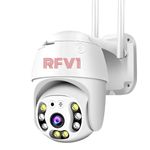 RFV1 XR 1080p Full HD Wi-Fi CCTV Smart Security Wireless IP Outdoor PTZ Camera, 360° Rotation, 2 Way Audio, Motion Detection, Coloured Night Vision, IP66 Weatherproof (White)