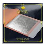 Barnabas Blattgold: Professional Quality Genuine Silver Leaf Sheets, 25 Sheets, 95 x 95 mm (Transfer/Patent)