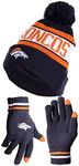 Ultra Game NFL Mens Womens Super Soft Winter Beanie Knit Hat With Extra Warm Touch Screen Gloves