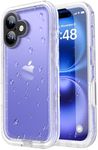 SPORTLINK for iPhone 16 Waterproof Case - Dropproof Shockproof Dustproof 360 Full Body Protection with Built-in Screen Protector, Heavy Duty Rugged Cover for iPhone 16, Frosted Clear [with Lanyard]