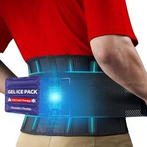 FEATOL Gel Pack Back Brace,Lumbar Support for Back Pain Relief, Herniated Disc, Sciatica, Scoliosis - Breathable Material Design with Heat & Ice Gel Pack for Men & Women| Large/X-Large