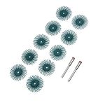 10Pcs 80 Grit Radial Bristle Disc Brush Assortment Polisher Mandrel Wood Jewelry Ect-8 Grit +2Pcs Mandrel